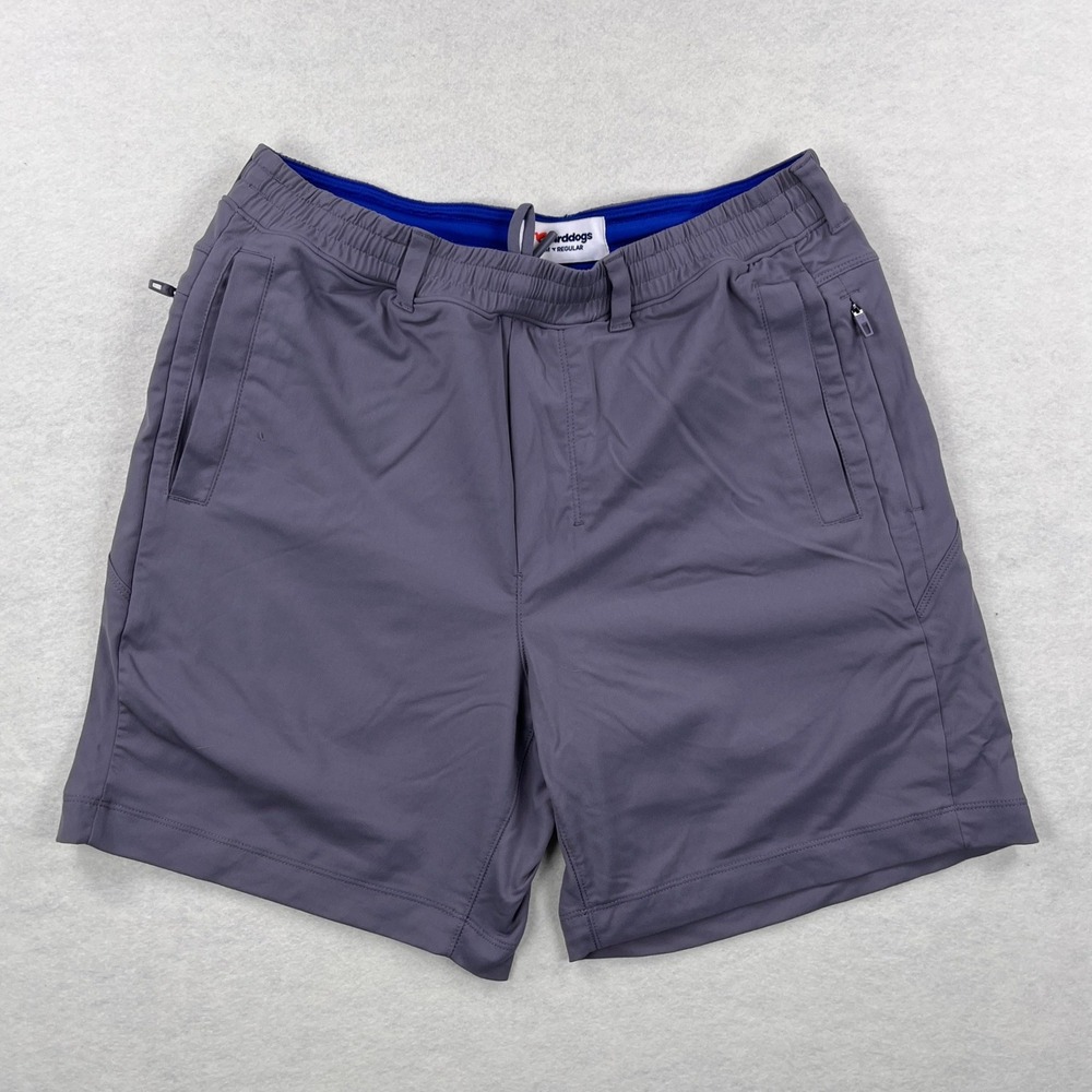 Birddogs Mens Gray Gym Shorts Regular Fit Size Medium Zipper Pockets